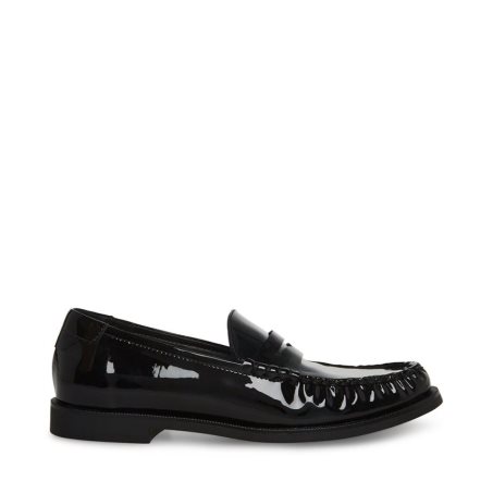 Black Steve Madden Emmet Patent Women's Loafers | PH 7512DMH